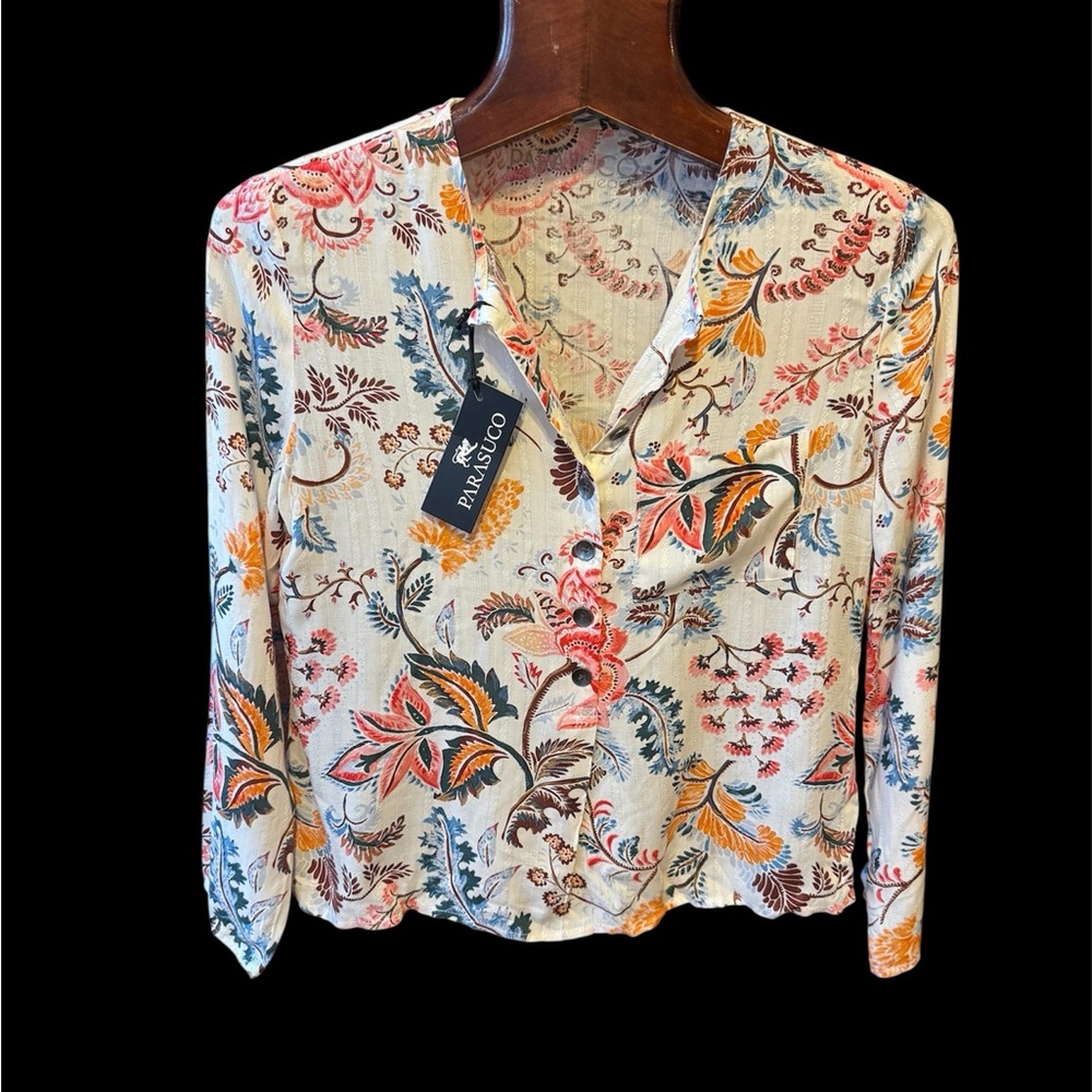 Brand new Parasuco fine cotton Women's Floral Blouse - size S